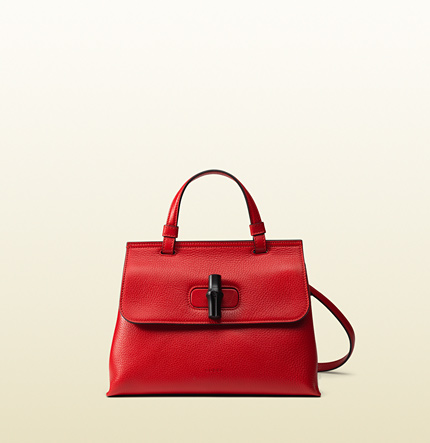 Authentic Gucci Bamboo Daily Top Handle Bag 370831 Red